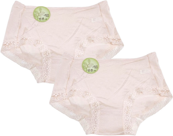 인유어스 여성용 할머니 인견 레이스팬티 빅사이즈 노라인 팬티 2종세트 90~105