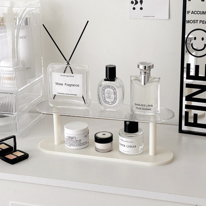 이이공브이샵 오발 라운드 쇼케이스 2단선반 향수디피 화장대선반, 1개