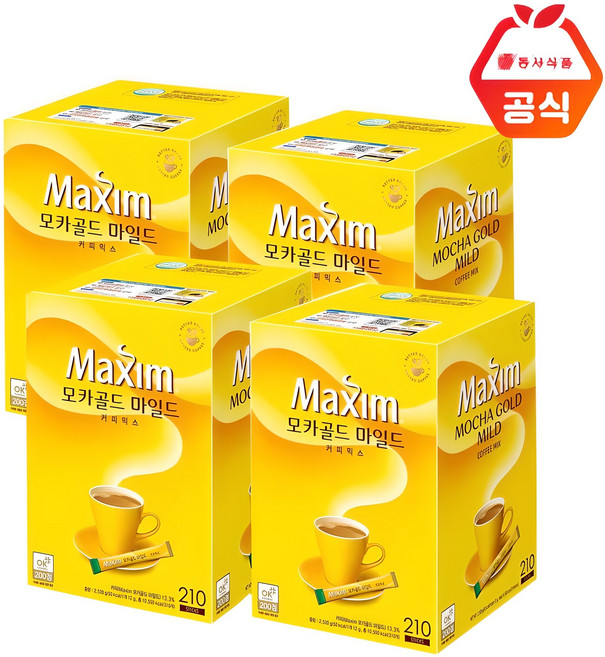 맥심 모카골드 마일드 커피믹스, 12g, 210개입, 4박스