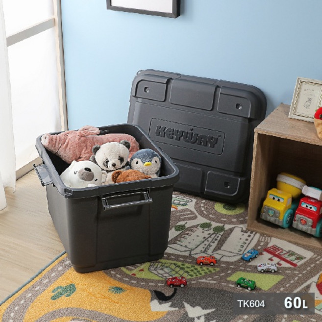 聯府 SUV 多功能滑輪整理箱 台灣製, 黑灰色 TK604 60L, 1個