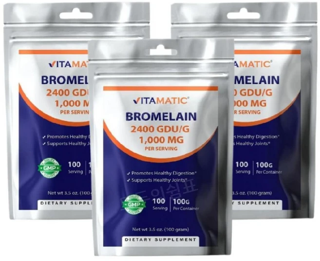 비타매틱 브로멜라인 파인애플 Bromelain 가루 파우더 분말 100g 3개 - 쿠팡