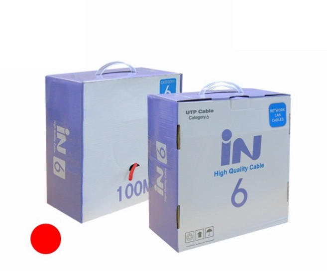인네트워크 IN-6UTP100R CAT.6 UTP 100M 랜케이블 빨강 (BOX), 1개