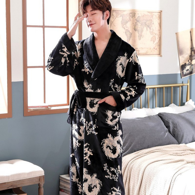 곤룡포 가운 남녀공용 커플 잠옷 목욕 샤워 로브 가을 겨울 용모양 두루마기