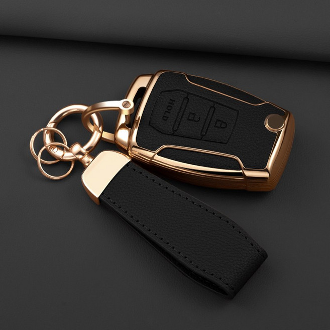 HAKO 소프트 가죽TPU 차키케이스+키홀더 (쌍용호환), SS-01, 블랙