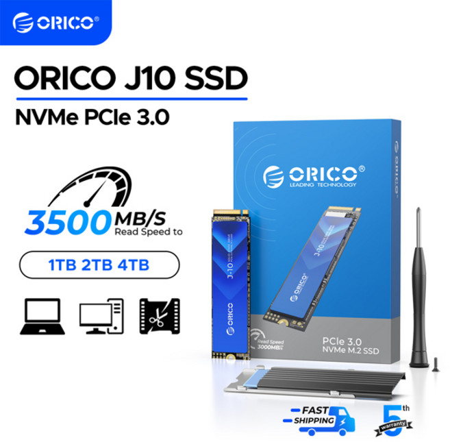 ORICO J10 M.2 NVMe SSD PCIe 3.0 Gen3 x4 NVMe SSD 3500Mbps M.2 M 키 2280mm 내부 솔리드 스테이트 드라이브 1TB냉각 조끼 포, [03] 512GB