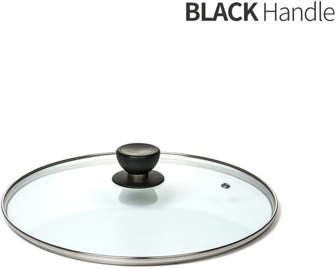 올비아 뚜껑 유리뚜껑16cm + 블랙 원형+스텐 손잡이 냄비 후라이팬 덮개 기름방지, 단품