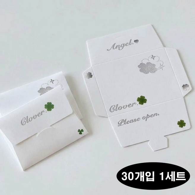 치트몰 네잎클로버 행운 선물 카드, 30개, 화이트