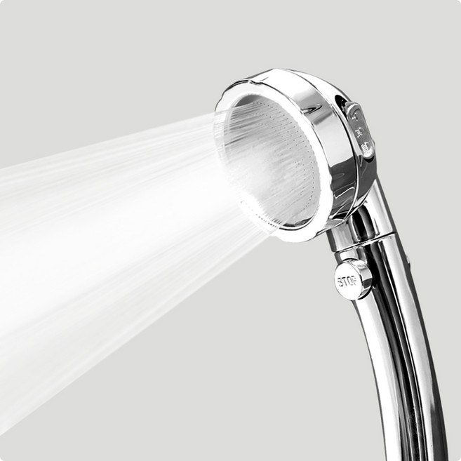 더스파 수압상승 3단 수압조절 원터치 절수 버튼 샤워기 헤드 울트라 S3 온오프, 실버, 1개