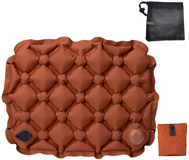 유니티23 휴대용 에어방석 펌프형 비행기 여행 필수품 캠핑, 브라운