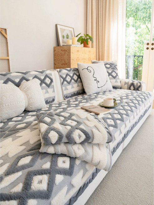 모던하우스 노르딕 패턴 쇼파패드 논슬립 겨울 도톰한 극세사 쇼파커버 4size