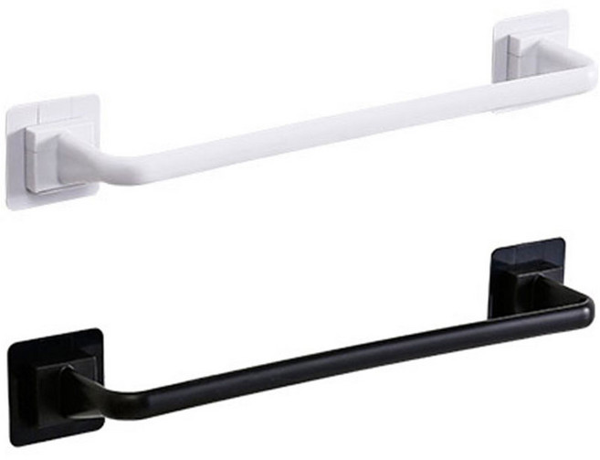 다다올 접착식 수건걸이 / 무타공 설치 간편한 심플한 다용도 걸이 타올 행주 걸이, 블랙 S, 1개