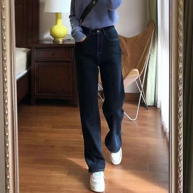 大尺碼牛仔長褲女 鬆緊腰休閒褲 寬鬆顯瘦九分褲 高腰哈倫褲 彈力牛仔褲
