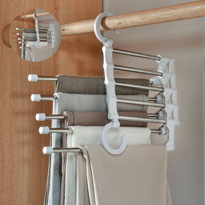 마이센스 리빙용품 접이식 5단 바지걸이 수납 행거 LIV011 치마, 화이트, 1