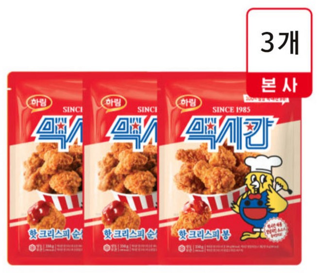 하림 맥시칸 핫 크리스피 순살치킨 350g 국내산 바삭한, 3개