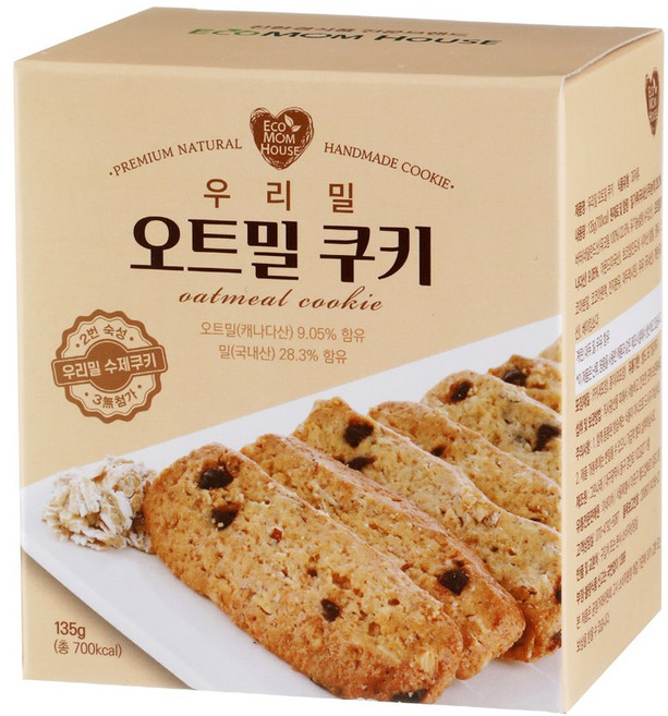 에코맘하우스 우리밀 오트밀 쿠키, 1개, 135g