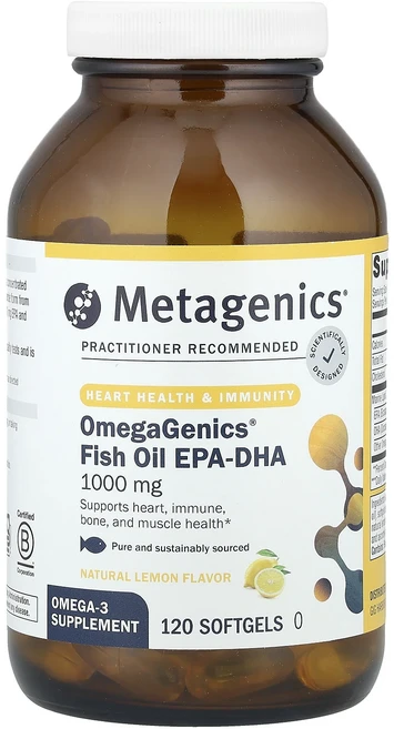 새해 첫좋은선물 Metagenics OmegaGenics EPA-DHA 1000 천연 레몬 맛 소프트젤 120정 제대로 할인합니다, MetagenicsOmegaGenicsEPADHA100, 1개 - 쿠팡