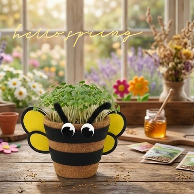 도모아 뚝딱 새싹채소 코코넛 화분 꾸미기 만들기 그림 그리기 교구 재료, 지구 유채, 1개