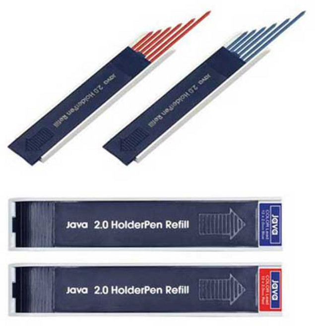자바펜 홀더심 2.0mm 적색 청색 12개입, 빨강
