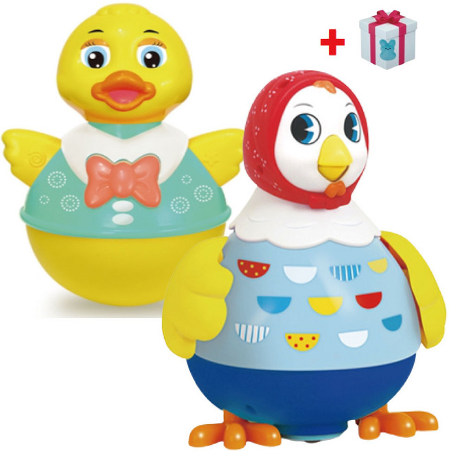 블루래빗 아기와 놀아 주는 꼬꼬맘+아기오리 뮤직 오뚝이 유아 국민 장난감 터미타임+사은품(인형), 1개