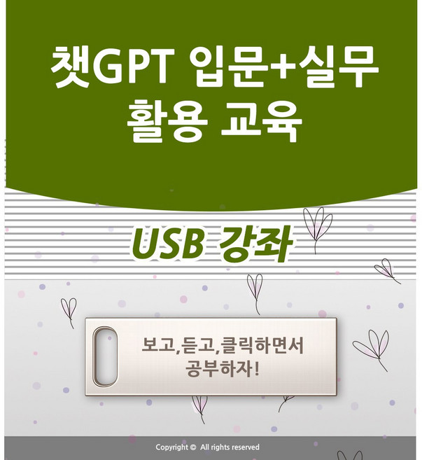 챗GPT CHAT ( 입문 ) +실무 활용 공부 사용법과 인공지능 쳇지피티 영어 배우기 프롬프트 수업 & AI 기초 책 학원강의 특강 도서 교재보다 좋은 USB 강좌 교육