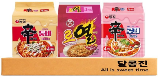 [달콤진] 신라면 툼바 4P + 로제열라면 4P + 신라면 로제 4P, 1세트