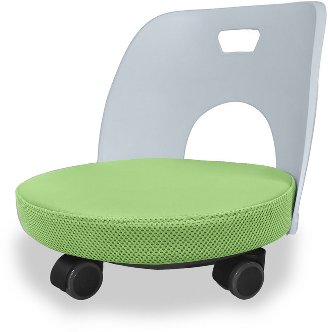 시니프 무빙 클래식 쿠션 등받이 청소용 좌식 바퀴의자, 그린(화이트바디)