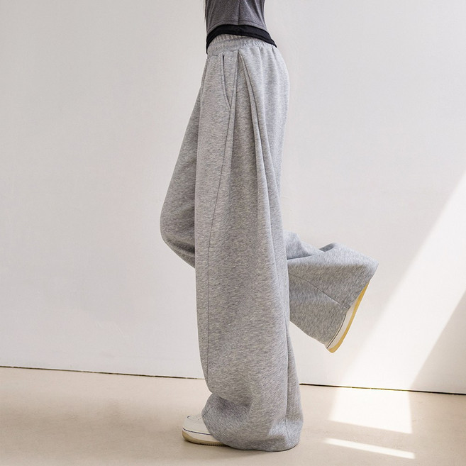 FITOJIM 여성 사이드 핀턱 밴딩 와이드 팬츠 트레이닝 바지