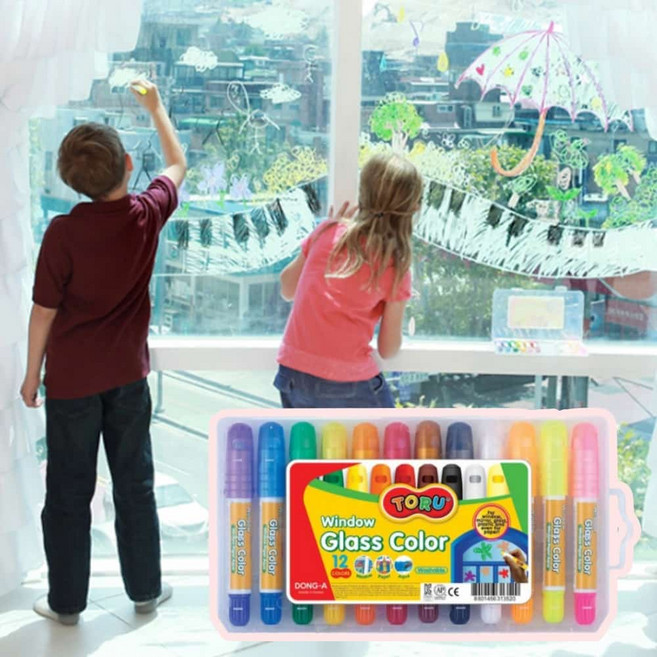 동아 윈도우크레용 글래스컬러 유리크레파스 12색, 1세트, 6개