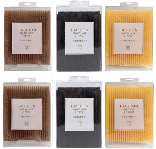 헤어 고정 시트 앞머리 잔머리 세안 메이크업 정리 패드, 6개, 블랙2개+라이트2개+다크2개