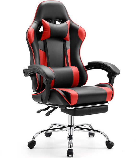 모아니스 사무용 리클라이너 가죽 게이밍 의자, 레드