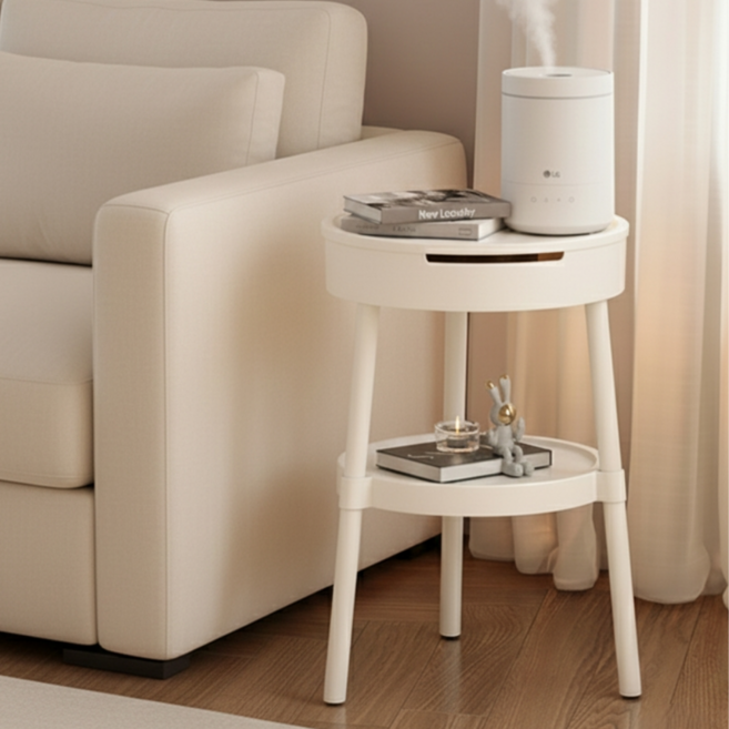 홈앤온 모던 가습기 거치대 수납 테이블, 화이트