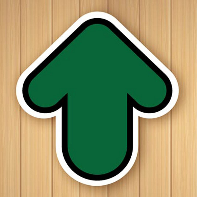 꾸디자인 사회적 거리두기 스티커 발바닥 바닥 코로나 실내 실외 안전한 생활속 거리유지, 초록화살표(방수지) 1개