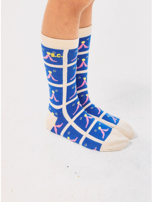 FW24 보보쇼즈 패션 양말 블루 BOBO CHOSES Funny Face all over long socks