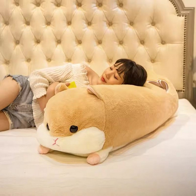 인형 사계절 베개 롱쿠션 대형 찹쌀떡 바디필로우 햄스터, 연갈색 햄스터 롱 베개
