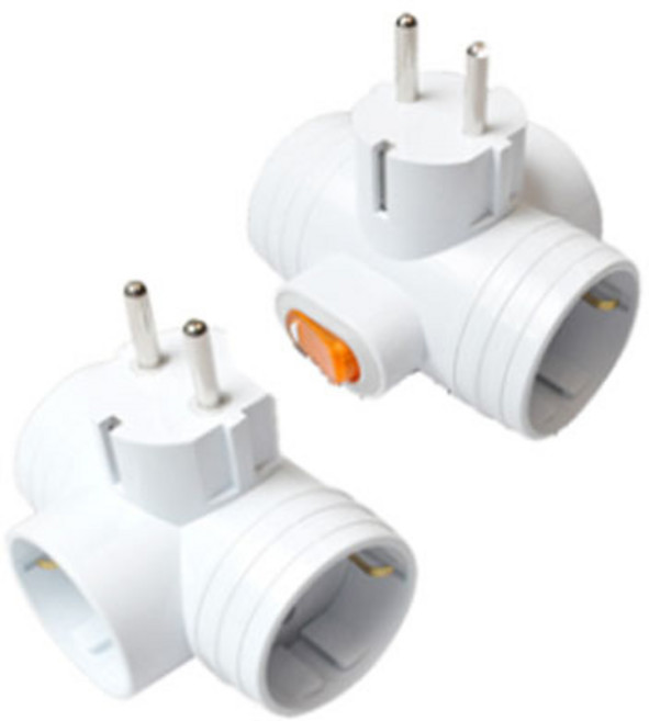 3구태 T형 멀티탭(돼지코) 일반 차단버튼, 1개