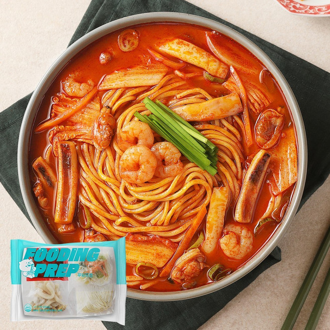 푸딩프렙 해물짬뽕 390g 해물 채소 소스 면까지 완벽 원팩 밀키트, 1개