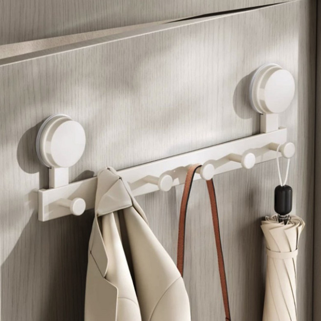 디모어 진공 흡착식 무타공 도어 행거 욕실 벽걸이 후크걸이, 밀크화이트
