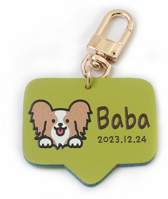 반려동물 고리형 인식표 강아지 외출용 이름표, 연두, 1개