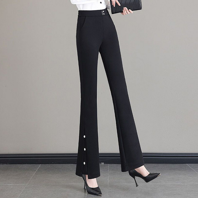 스타일아유 마이크로 플레어 9부 팬츠 키작녀 하이웨스트 스판 날씬해보이는 여성 바지 LP1004