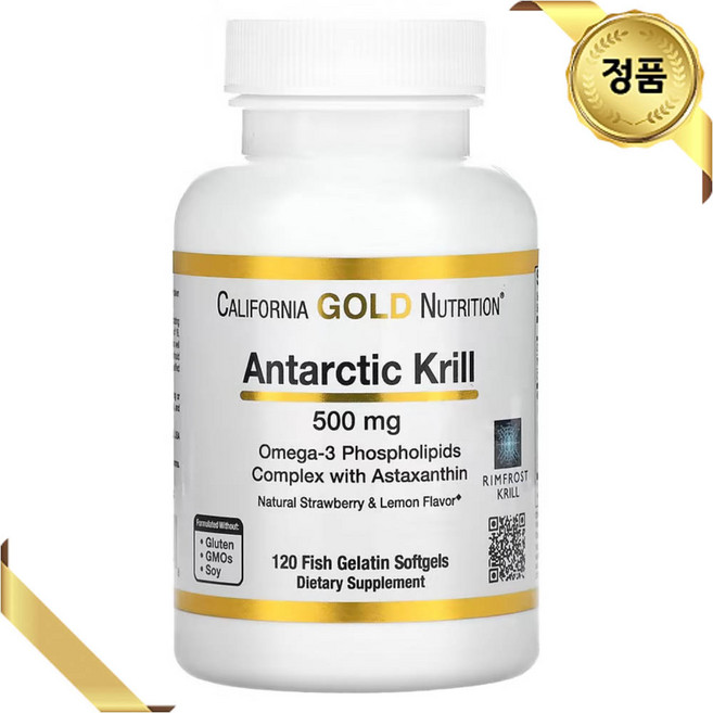 캘리포니아 골드 남극 크릴 오일 500mg 120정 천연 오메가 아스타잔틴, 1개
