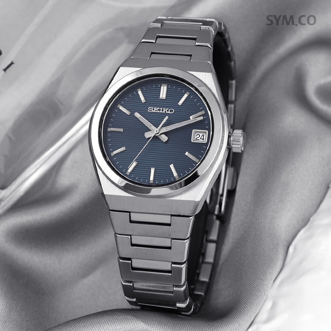 세이코 SUR575P1 사파이어 미들사이즈 실버 블루 캐쥬얼 정장 여자 메탈 시계 b