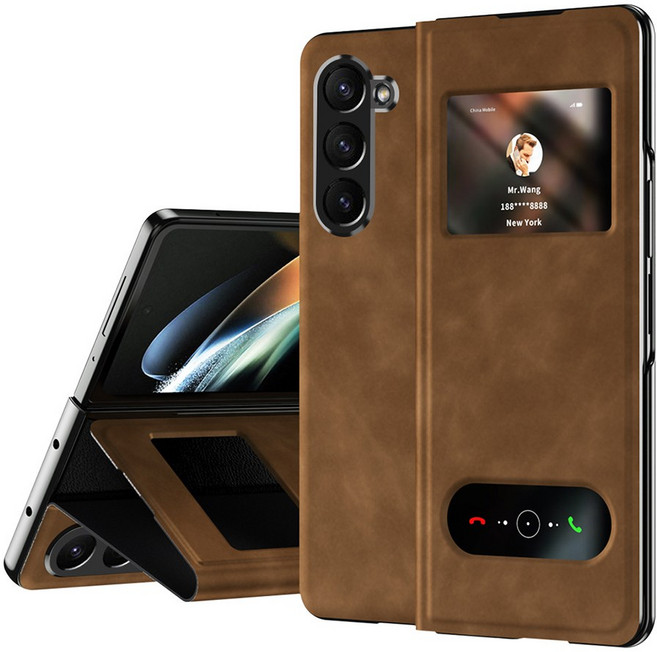 케바케 갤럭시 Z폴드6 Z폴드7 힌지 액정 보호 뷰 커버 가죽 거치대 케이스