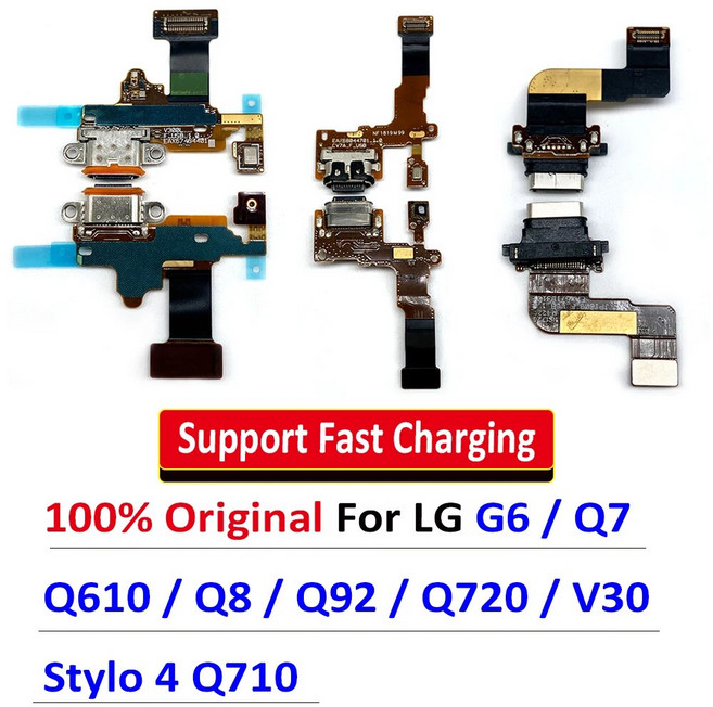 USB 충전기 도크 커넥터 충전 포트 마이크 플렉스 케이블 교체 LG Q7 Q610 Q8 Q92 Q720 V30 Stylo 4 Q710, 1.V30 Original, 1개