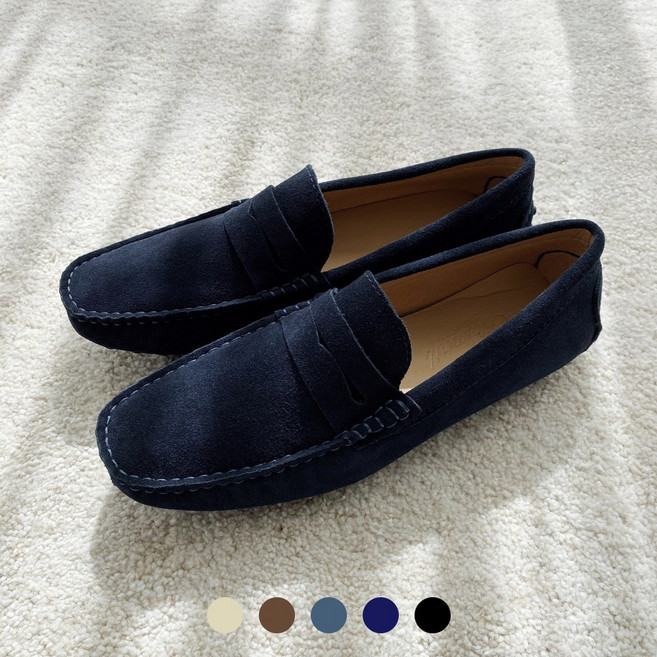 레브클래식 남자 스웨이드 소가죽 드라이빙 슈즈 페니 모카신 로퍼 남성 댄디 캐주얼 세무 구두