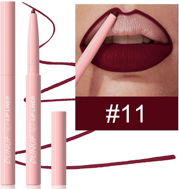 립 테이퍼드 닙 라이너 펜슬 매트 레드 브라운 플럼핑 스테인 지속력 워터프루프 파인 립스틱 슬림 아웃라인 컨투어 메이크업, [01] K