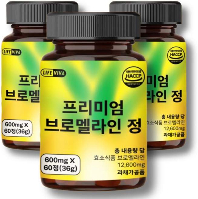 라이프비바 중장년 전용 브로멜라인 고함량 시야 클리어 HACCP 인증, 3개, 60정