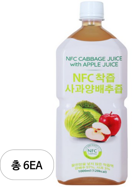 파모빗 NFC 착즙 사과양배추즙, 1L, 6개