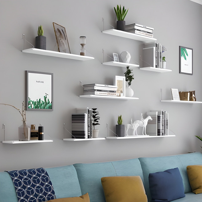 못없이 인테리어 벽선반 설치세트 포함, 화이트