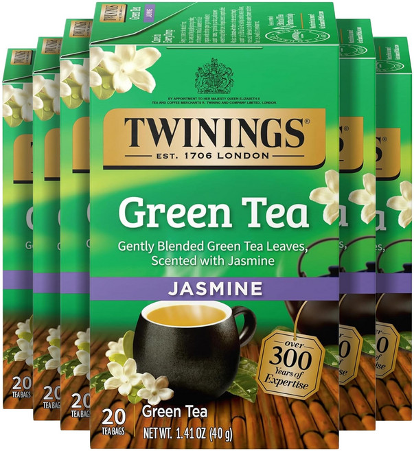 트와이닝스 자스민 그린 티 20개입 6팩 개별 포장 백 Twinings Green Tea with Jasmine Individually Wrapped Bags 20 Coun, N/A, 20개입(6개들이 팩), 1개
