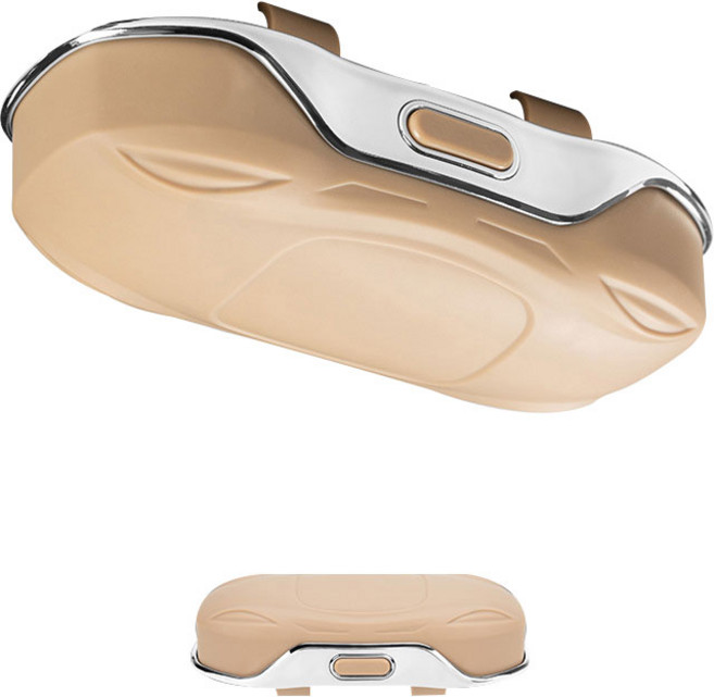 소리울 자동차 안경 거치대 선바이저 고정형 수납 케이스, 1개, 고급형 카키